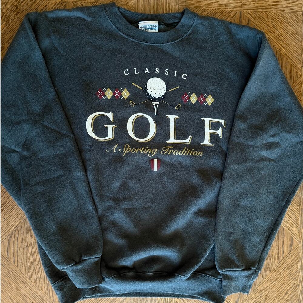 Vintage 90s Classic Golf Sporting Tradition Crewneck Sweatshirt Medium Charcoal